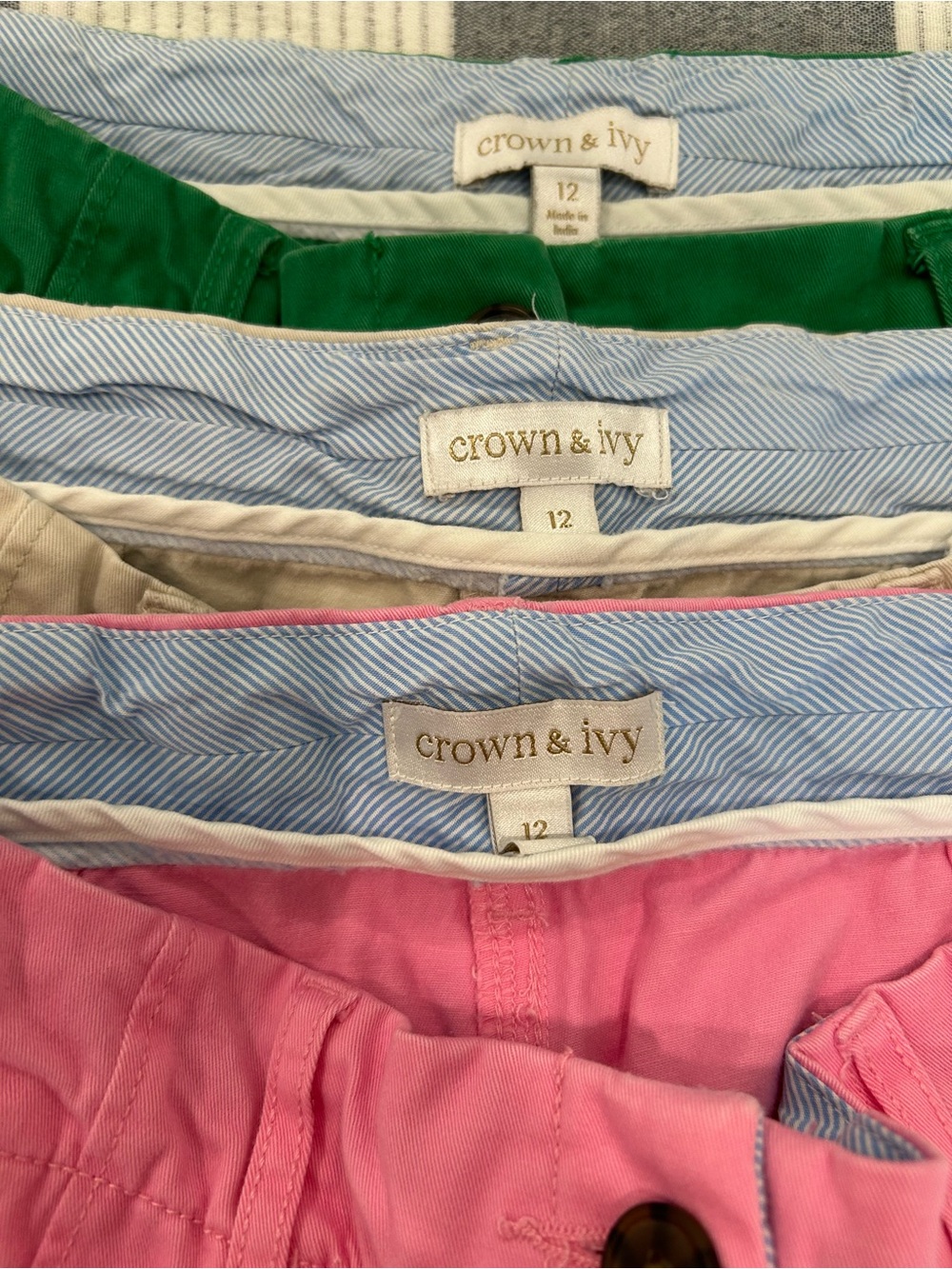 crown & ivy Pink, Cream & Green Cropped Chino Pants Trio - Picture 3 of 3